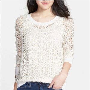 Halogen Cream Crochet Lace Top